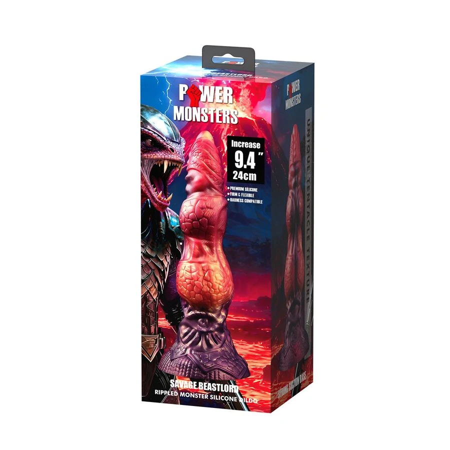POWER MONSTERS - SAVAGE BEASTLORD TRICOLOR FANTASY SILICONE DILDO 24 CM Ø 5 CM